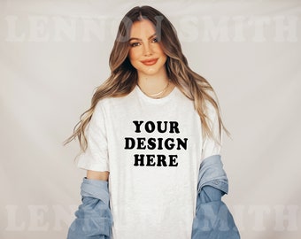 Ash Grey Bella Canvas 3001 Tshirt Mockup, Bella Canvas Shirt, Tee Mockup, Model Mockup, Ash Grey Bella and canvas mock, T-Shirt Mockup
