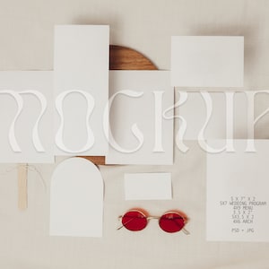 Mockup stazionario retrò, Bundle Mockup, Invito a nozze Mock Up, mockup RSVP, mockup dettagli, mockup retrò, mockup stazionario minimo
