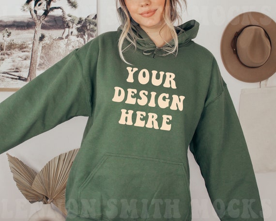Gildan 18500 Military Green Hoodie Mockup Gildan Hoodie Mockup