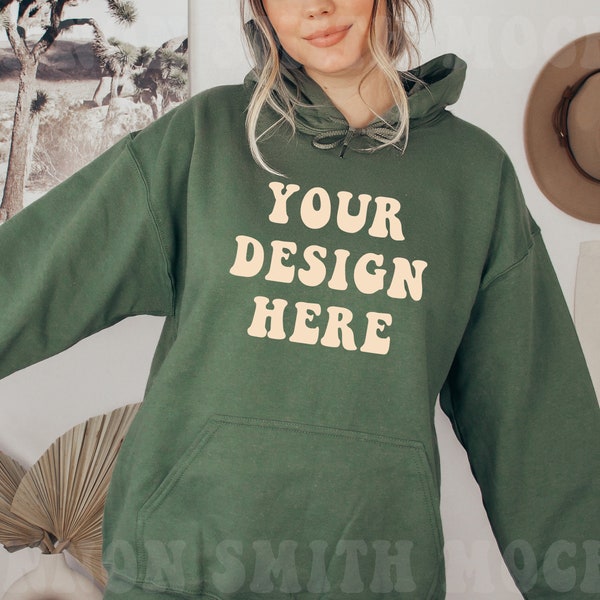 Gildan 18500 Military Green Hoodie Mockup, Gildan Hoodie Mockup, Military green Hoodie Mockup, Model Mockup, Sweater mockup, Gildan mock