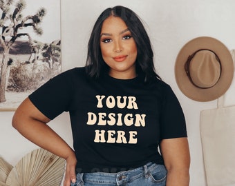 Black Bella Canvas 3001 Tshirt Mockup, Bella Canvas Shirt, Tee Mockup, Model Mockup, T-Shirt Mockup, Tshirt mock, Bella Canvas mock, shirt