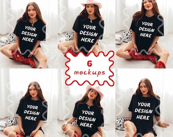 Cowgirl Mockup, Back Comfort Colors Mockup, Black Comfort Colors Mockup, Black 1717 Comfort Colors Mockup, Cowgirl Comfort colors mockup
