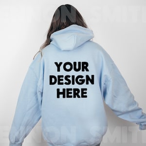 Back of hoodie mockup, Gildan 18500 Light Blue Hoodie Mockup, Gildan Hoodie Mockup, Hoodie Mockup, Model Mockup, Sweater mockup, Gildan mock