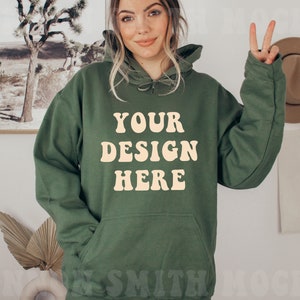 Gildan 18500 Military Green Hoodie Mockup, Gildan Hoodie Mockup, Military green Hoodie Mockup, Model Mockup, Sweater mockup, Gildan mock