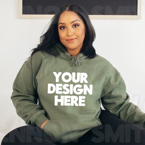 Gildan 18500 Military Green Hoodie Mockup, Gildan Hoodie Mockup, Military green Hoodie Mockup, Model Mockup, Sweater mockup, Gildan mock
