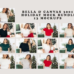 Bella and Canvas Mockup Bundle, Pakiet makiet koszul świątecznych, Bella and Canvas Model Mock, Pakiet makiet koszul, pakiet makiet świątecznych