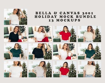 Bella and Canvas Mockup Bundle, Holiday Shirt Mockup Bundle, Bella and Canvas Model Mock, Shirt Mock Bundle, holiday mock bundle