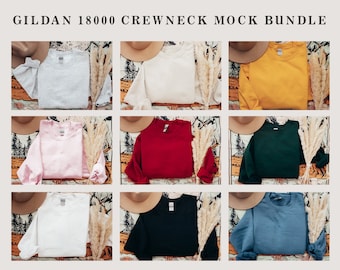 Gildan 18000 Crewneck Mockup Bundle, Gildan Crewneck Mockup, Crewneck Mockup Bundle, Flatlay Mockup, Jumper Mockup, Flatlay Gildan mock