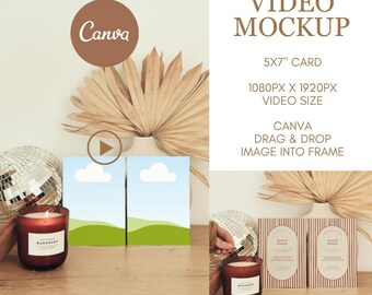 Canva Video Mockup 5x7 Stationary Mockup, video mockup, stationery video mockup, 5x7 video mock, Card Video Mockup, Mockup video stationery