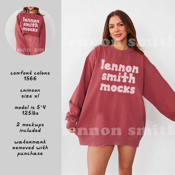 Crimson Comfort Colors 1566 Mock-up, Comfort Colors Crewneck Mockup, Comfort Colors Mock, Aesthetic Comfort Colors 1717 Mockup, 1566 Crimson
