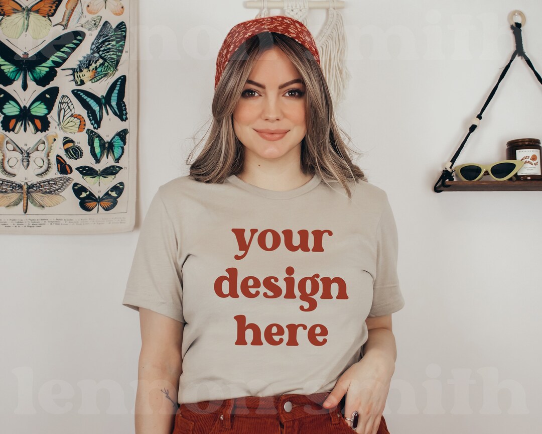 70's Heather Tan Bella Canvas 3001 Tshirt Mockup, Tan Bella Canvas ...