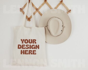 Western Tote Bag Mockup, Canvas Tote Bag mock, Boho tote bag mock,  Model mock, cowgirl Canvas tote bag mockup, Port Authority B150