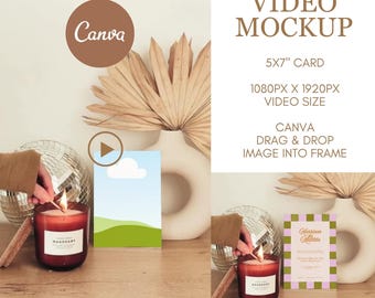 Canva Video Mockup 5x7 Stationary Mockup, video mockup, stationery video mockup, 5x7 video mock, Card Video Mockup, Mockup video stationery