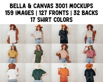 159 Image Mockup Bundle, Minimal Bella and Canvas Mockup Bundle, Western Shirt Mockup Bundle, Boho Bella and Canvas Model Mock, BC005