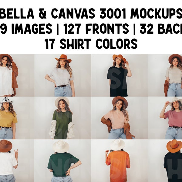 159 Image Mockup Bundle, Minimal Bella und Canvas Mockup Bundle, Western Shirt Mockup Bundle, Boho Bella und Canvas Model Mock, Mock Bundle