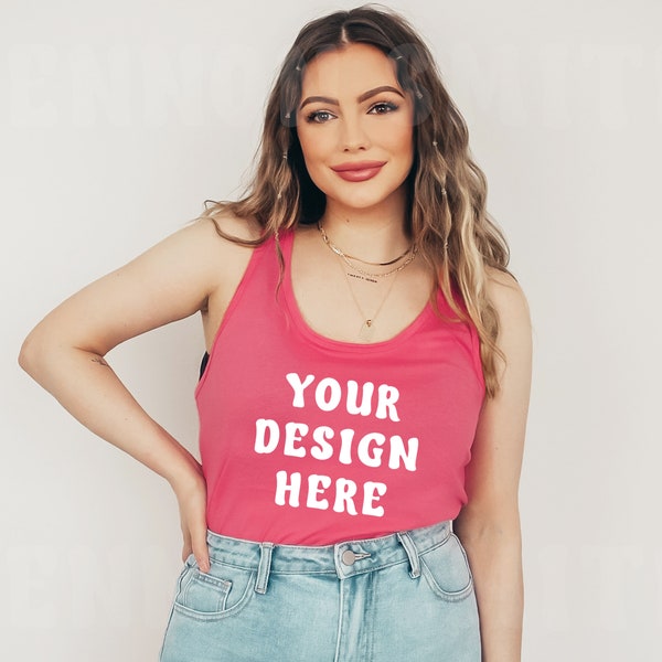 Hot Pink Next Level 1533 Mockup, Hot Pink Next Level 1533 tank top Mockup, Hot Pink Tank Top mockup, Hot Pink Next level mockup, pink tank