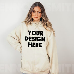 Gildan 18500 Sand Hoodie Mockup, Gildan Hoodie Mockup, Sand Hoodie Mockup, Model Mockup, Sand Jumper Mock, Sweater mockup, Gildan mock