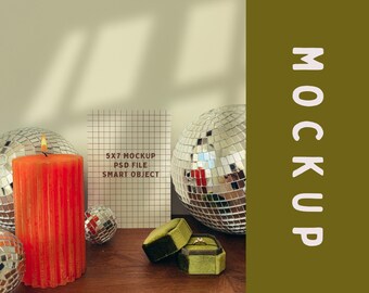 5x7 Stationary Mockup, Disco Mockup, Disco Wedding Invite Mock Up, 5x7 ratio mock, 5x7 mockup, disco style mockup, disco stationery mockup