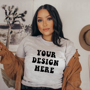 Athletic Heather Bella and Canvas 3001 Tshirt Mockup, Heather Grey Bella & Canvas Shirt, Tee Mockup, Model Mock, Grey T-Shirt Mockup, Grey