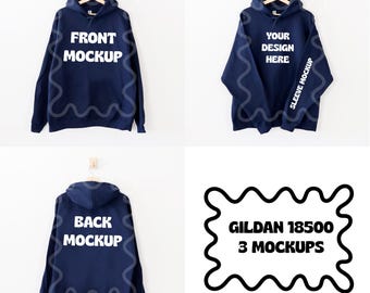 Sleeve Mockup, Gildan 18500 Navy Hoodie Mockup, Gildan Hoodie Mockup, Arm Navy Hoodie Mockup, Navy Sweater mockup, Sleeve Gildan mock