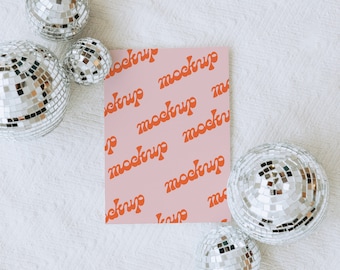 5x7 Stationary Mockup, Disco Mockup, Disco Wedding Invite Mock Up, 5x7 ratio mock, 5x7 mockup, disco style mockup, disco stationery mockup