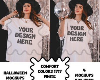 Halloween White Comfort Colors 1717 Mockup, Halloween 1717 Mockup, Halloween Comfort Colors mockup, Comfort Colors Halloween Mockup C1717