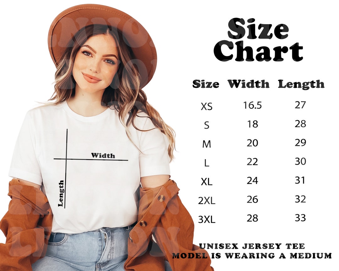 Bella & Canvas Sizing Chart, Bella Canvas Size Chart, Size Chart ...