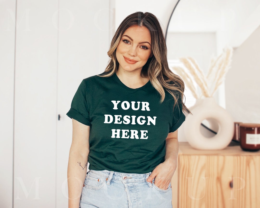 Forest Green Bella and Canvas Mock, Forest Green Shirt Mockup, Bella ...