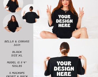 Black Bella Canvas 3001 Tshirt Mockup, Bella Canvas Shirt, Black Mockup, Model Mockup, T-Shirt Mockup, Tshirt mock, Black Bella Canvas mock