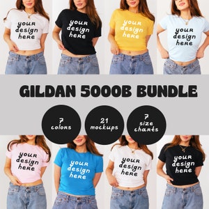 Gildan 5000B T-shirt Mockup Bundle, Baby tee mockup bundle, Crop Top Mockup bundle, Mega bundle, Gildan 5000b woman mockup, 5000B GLDB002