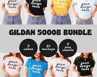 Gildan 5000B T-shirt Mockup Bundle, Baby tee mockup bundle, Crop Top Mockup bundle, Mega bundle, Gildan 5000b woman mockup, 5000B GLDB002