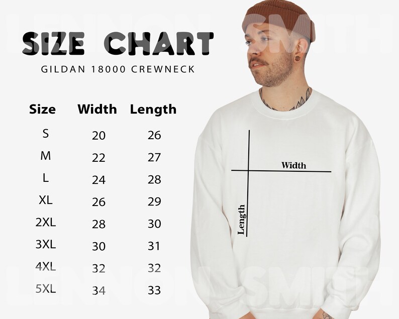 Gildan 18000 Sizing Chart Size Chart Gildan 18000 Crewneck - Etsy Israel