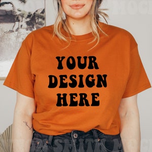 Texas Orange Gildan 2000 Mockup, Texas Orange Gildan Shirt, Tee Mockup, Model Mockup, T-Shirt Mockup, Tshirt mock, gildan texas orange mock