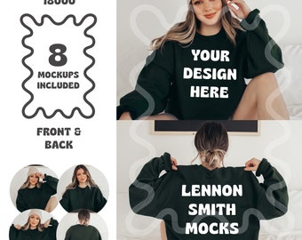 Gildan 18000 Forest Green Crewneck Mockup, Gildan Crewneck Mockup, Crewneck Mockup, Model Mockup, Sweater mockup, Street Style Green Gildan