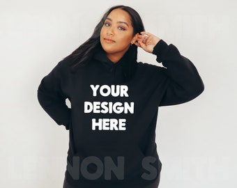 Gildan 18500 Black Hoodie Mockup, Gildan Hoodie Mockup, Black Hoodie Mockup, Model Mockup, Black Jumper Mock, Sweater mockup, Gildan mock