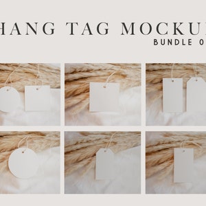 Tag Mockup Bundle, Hang Tag Mock, Kleidung Tag Mock, rundes Tag Mockup, kreisförmiges Tag Mockup, quadratisches Tag Mock, Hochzeits-Tag Mockup