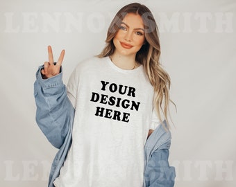 Ash Grey Bella Canvas 3001 Tshirt Mockup, Bella Canvas Shirt, Tee Mockup, Model Mockup, Ash Grey Bella and canvas mock, T-Shirt Mockup