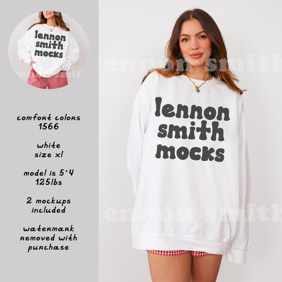 White Comfort Colors 1566 Mock-up, Comfort Colors Crewneck Mockup, Comfort Colors Mock, Aesthetic Comfort Colors 1717 Mockup, 1566 white