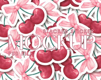 Stacked Sticker Mockup, Sticker Mockup, PSD Mockup, Printify Sticker Mockup, aesthetic sticker mockup, phone sticker mockup, Sticker mock
