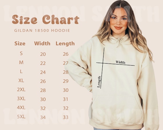 Gildan 18500 Sizing Chart, Size Chart, Gildan 18500 Hoodie size chart,  Sweater size chart, Hoodie Sizechart, Sizing Chart Measurement