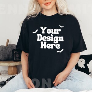 Black Comfort Colors C1717 Mockup, Black Mockup, Comfort Colors mockup, Comfort colors,  Model Mockup, Comfort Colors Halloween Mockup C1717