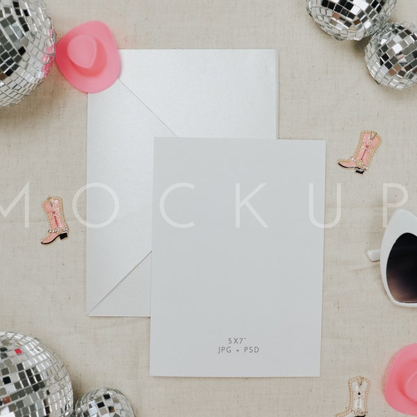 Disco 5X7 Stationary Mockup, Western Mockup, Wedding Invite Mock Up, 5X7 ratio mock, Small Business mock, Thank You Insert mockup, 9527