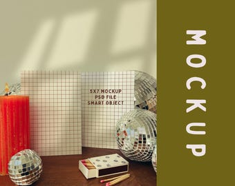 5x7 Stationary Mockup, Disco Mockup, Disco Wedding Invite Mock Up, 5x7 ratio mock, 5x7 mockup, disco style mockup, disco stationery mockup