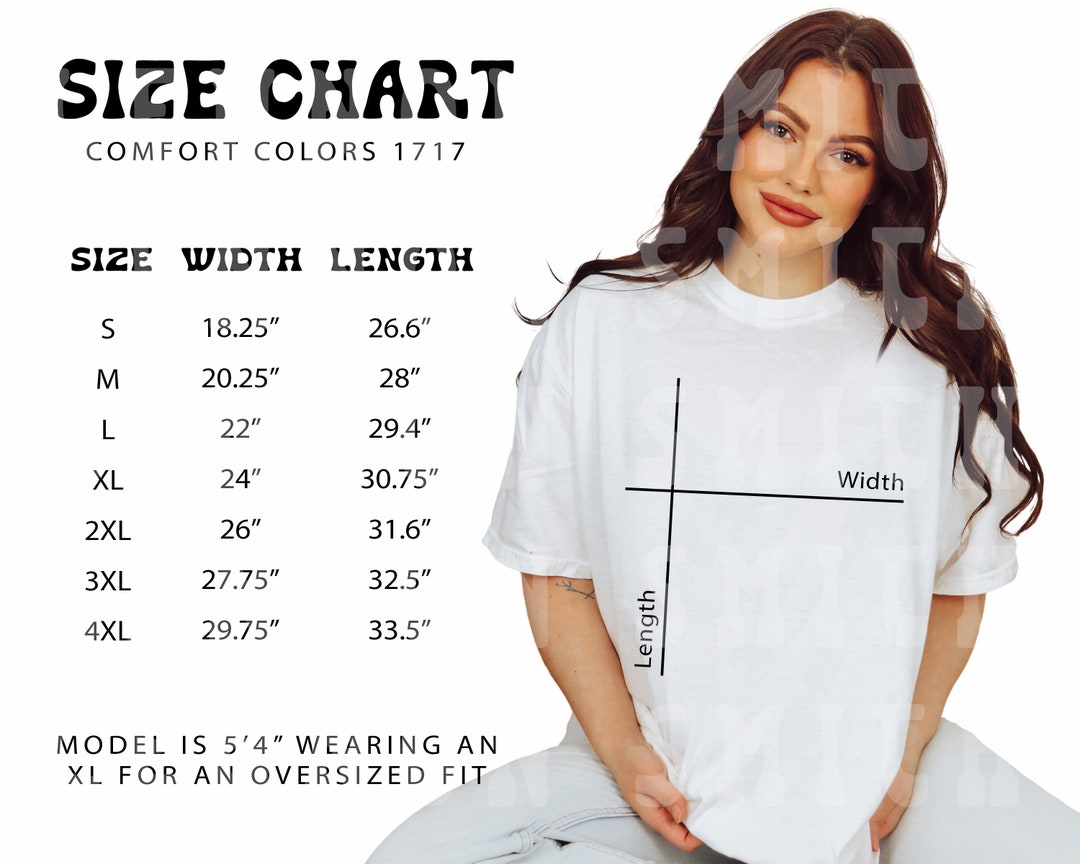 Comfort Colors 1717 Sizing Chart, Comfort Colors Size Chart, Size Chart ...