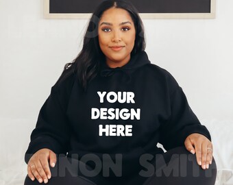 Gildan 18500 Black Hoodie Mockup, Gildan Hoodie Mockup, Black Hoodie Mockup, Model Mockup, Black Jumper Mock, Sweater mockup, Gildan mock