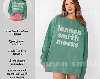 Light Green Comfort Colors 1566 Mock-up, Comfort Colors Crewneck Mockup, Comfort Colors Mock, Aesthetic Comfort Colors 1717 Mockup, 1566