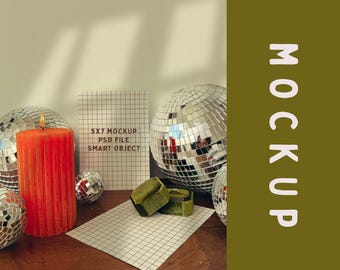 5x7 Stationary Mockup, Disco Mockup, Disco Wedding Invite Mock Up, 5x7 ratio mock, 5x7 mockup, disco style mockup, disco stationery mockup