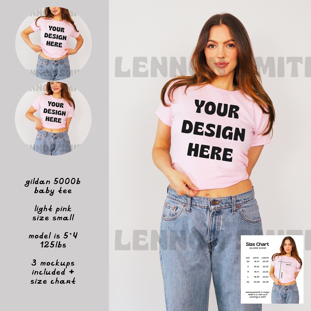 Light Pink Baby Tee Mockup, Gildan 5000b Mockup, Gildan 5000b Mockup ...