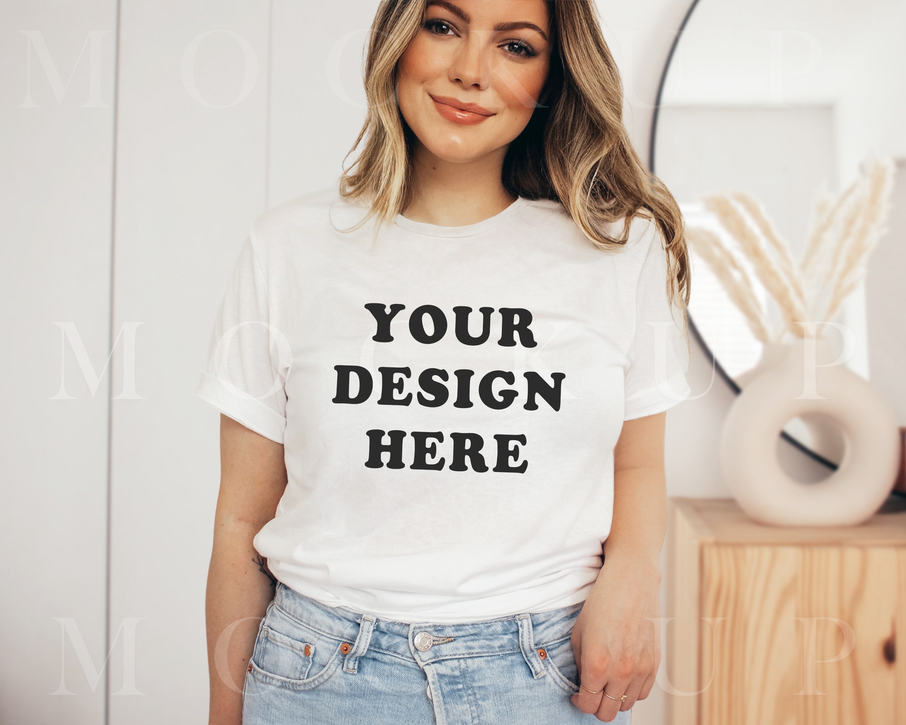 White Bella Canvas 3001 Tshirt Mockup, Bella Canvas Shirt, Tee Mockup ...