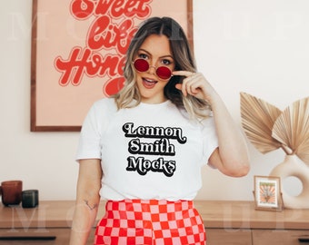 Retro White Bella Canvas 3001 Tshirt Mockup, Bella Canvas Shirt, Tee Mockup, Model Mockup, Retro Shirt Mockup, T-Shirt Mockup, Tshirt mock
